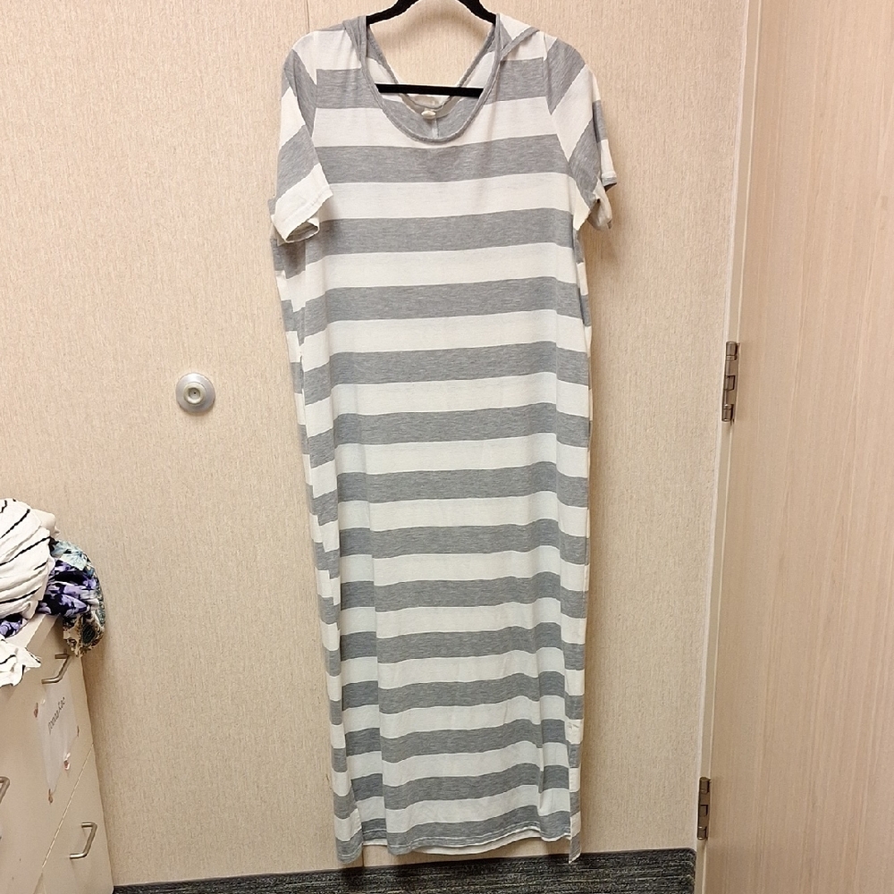 Pinkblush Striped Maxi Dress in Gray and White